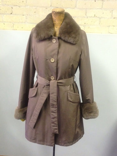 Water Repellent Silk Trench Coat with Rabbit