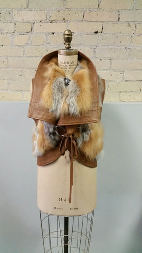 Red Fox and Leather Vest with Ties
