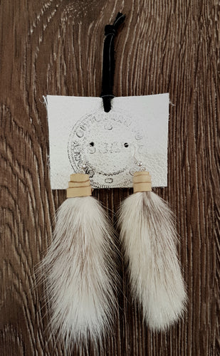 Mink Tail and Deer Hide leather Earings.