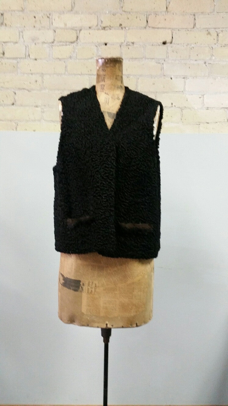 Persian Lamb Vest with Mink Pocket Trim