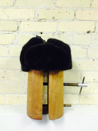 Black sheared and Long Haired Mink Trooper Style Hat