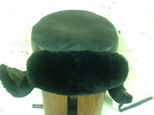 Black Mouton Trooper Hat with Leather Top