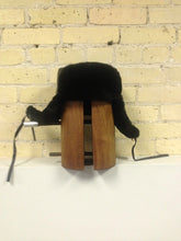 Black Mouton Trooper Hat with Leather Top